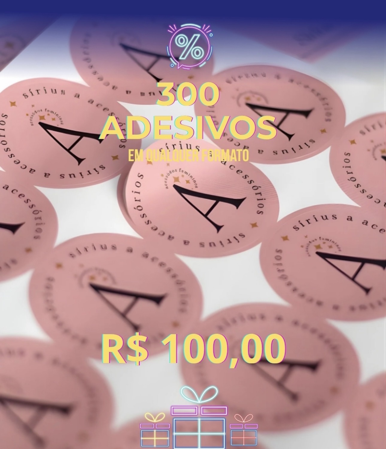 300 unidades adesivos 4x4