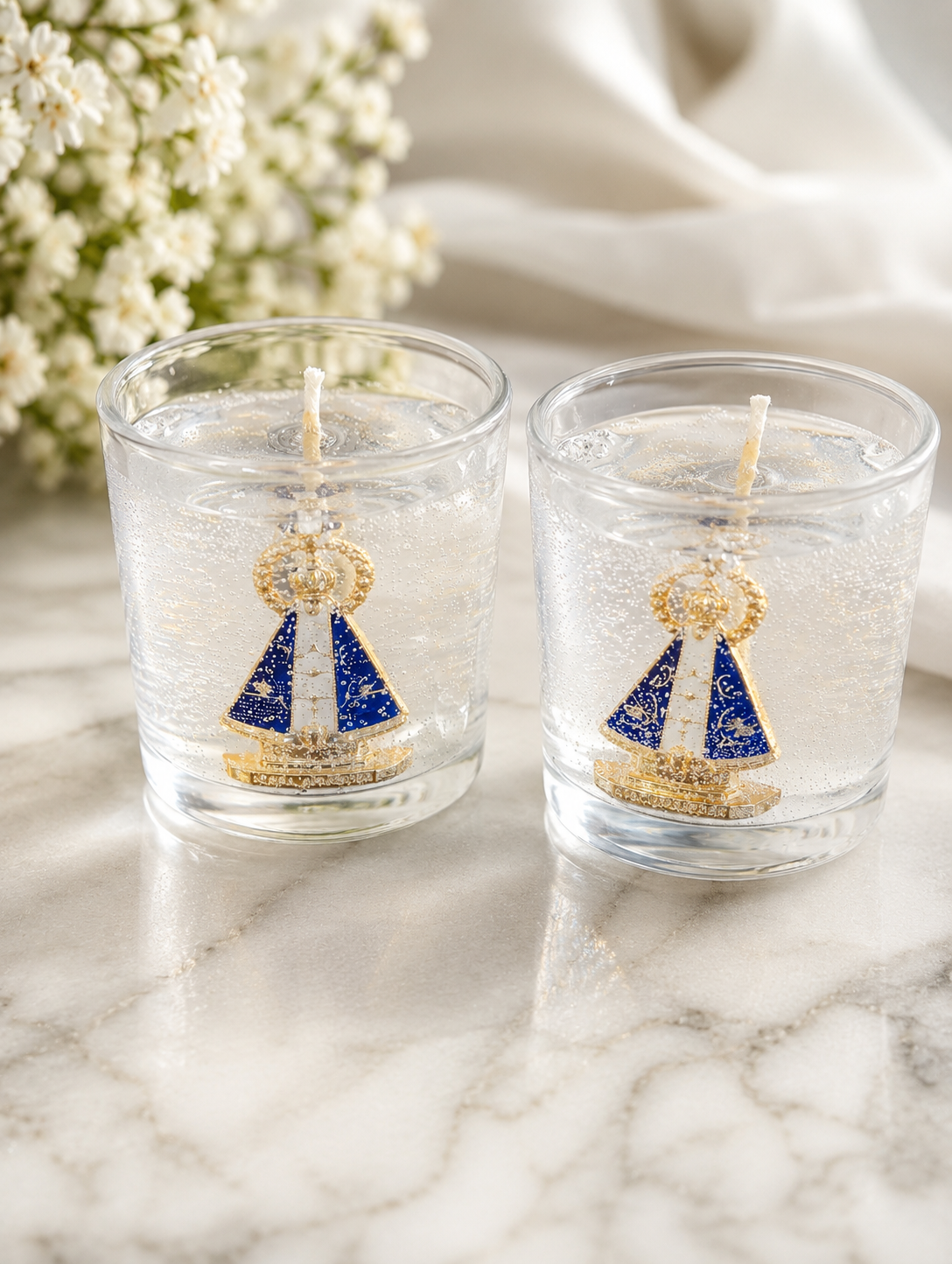 Vela nossa senhora aparecida no copo de vidro 250 ML