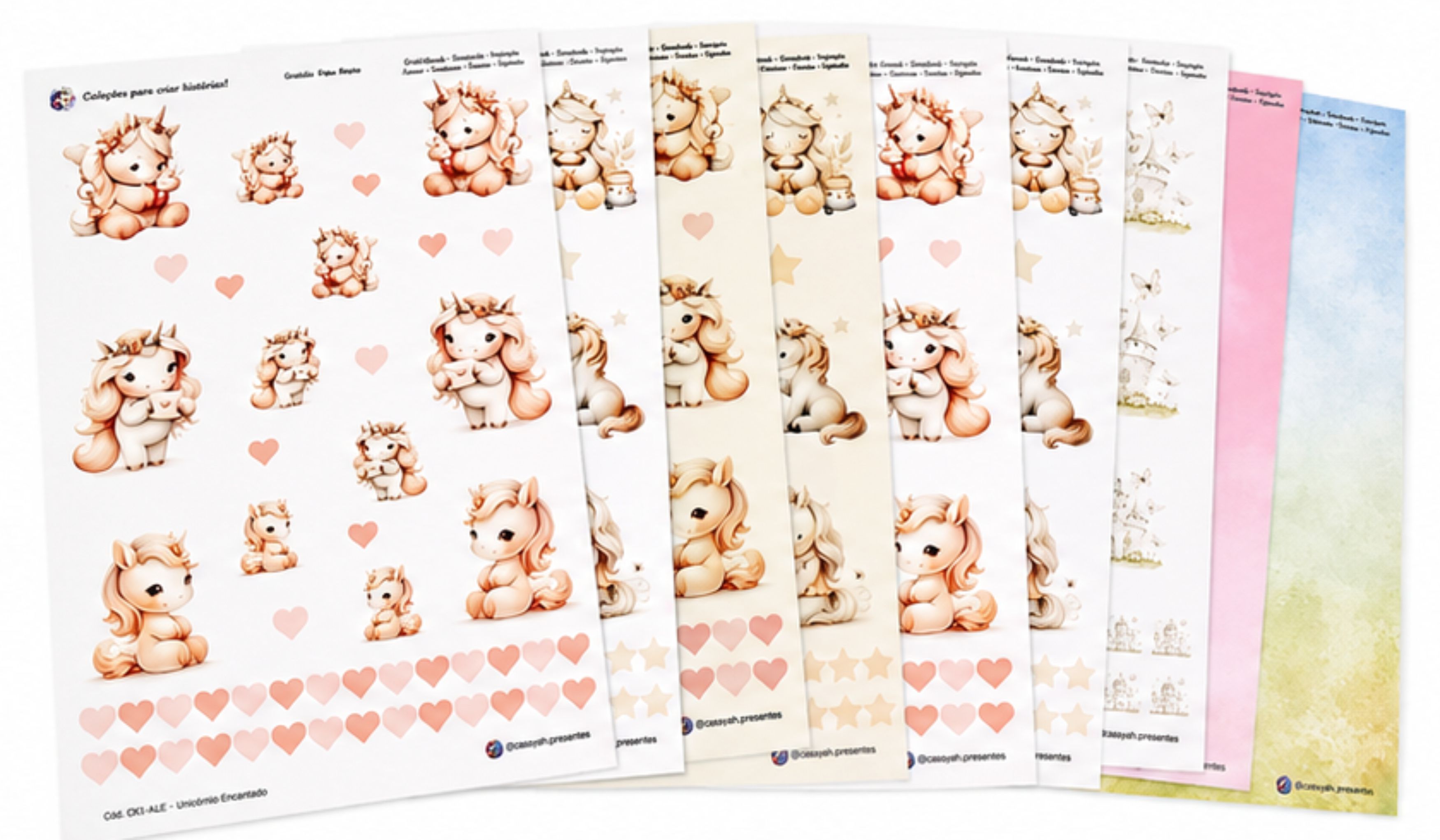 Kit Scrapbook A4 – Unicórnio Encantado | Colagem, Journal e Planner